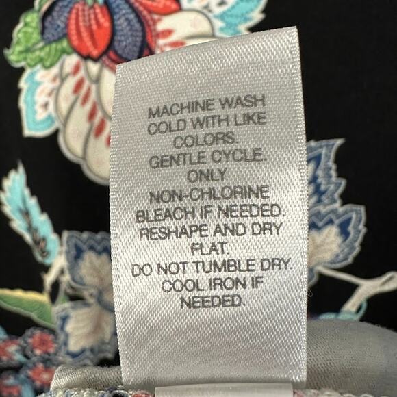 J Jill Wearever Collection Dress Womens Medium Black Floral Short Sleeve Stretch - Picture 9 of 13